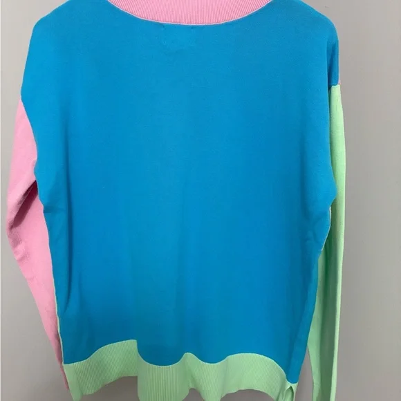 LANDS’ END Pastel Color-Block Crewneck Sweater | 2026 Dopamine Dressing Trend - Picture 4 of 9